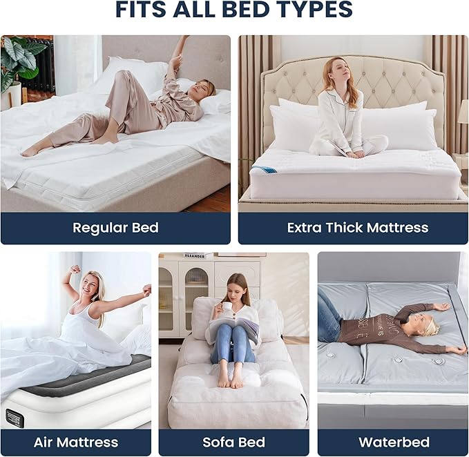 Full Mattress Pad Extra Thick Cotton Mattress Topper Quilted Fitted Mattress Cover 18-22" Deep Pocket Down Alternative Pillow Top Fluffy & Breathable (54x75 Inches, White, Thick)