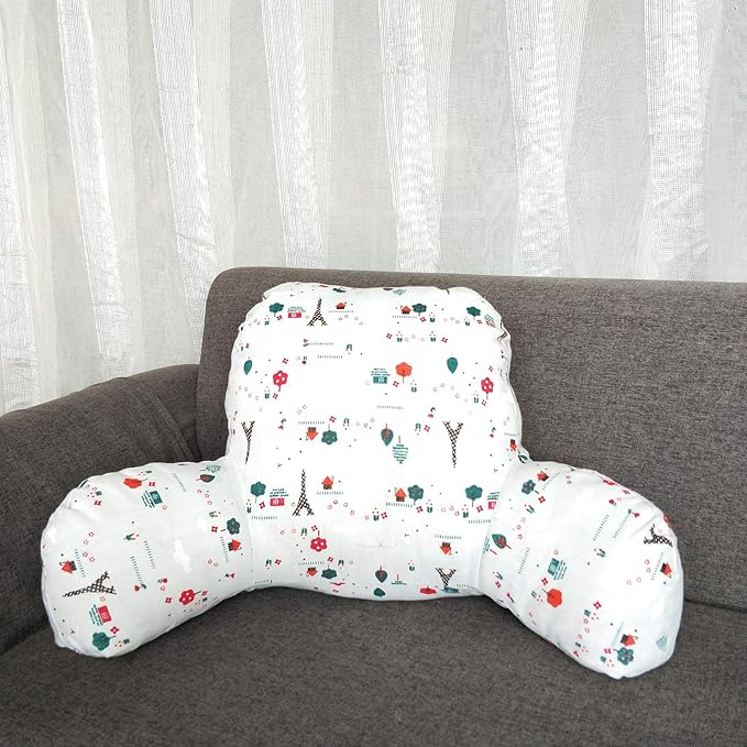 Bohemian Printed Reading Pillow with Support Arms Soft Bed Rest Pillows Back Support Cushion for Kids Reading Watching TV Sitting Up in Bed (23"×16"×10",Tower)