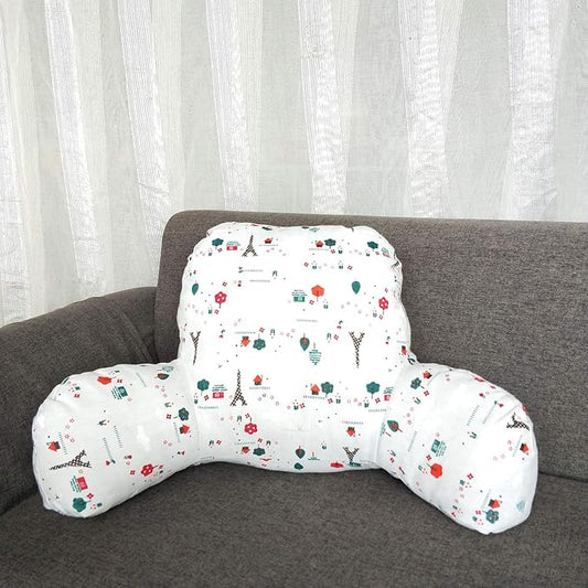 Bohemian Printed Reading Pillow with Support Arms Soft Bed Rest Pillows Back Support Cushion for Kids Reading Watching TV Sitting Up in Bed (23"×16"×10",Tower)