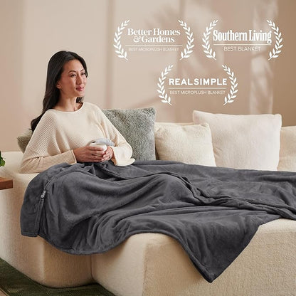 Bare Home Fleece Blanket - King Size - Ultra-Soft Lightweight for Bed, Sofa, and Couch - Luxury Microplush - Cozy Warm Blanket (King, Forged Iron Grey)