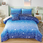 RYNGHIPY 6Pcs Gradient Aqua Blue Navy Ombre Comforter Sets with Sheets Pillowcases, Full Size Sparkle Glitter Design Comforter Bedding Collections for Kids Boys and Girls