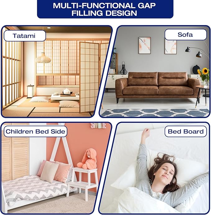 Queen Bed Wedge Pillow for Headboard Gap Filler use Under Pillows for Sleep Apnea,After Surgery,Acid Reflux Relief,Leg Swelling,Between Corner Wall and Mattress/Frame, Home Bedroom Decor 60"x10"x6"