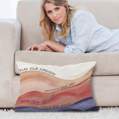 Abstract Boho Mental Health Anxiety Grounding Pillow Covers 12x20, Stress Relief Gifts, Anti Anxiety Gifts, Relaxation Gifts Decorative Lumbar Pillow Covers for Therapy Office Calming Corner