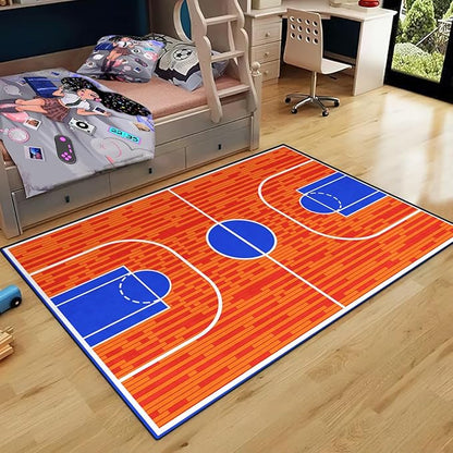 Basketball Court Rug for Boys Bedroom Kids Carpet Sports Rugs for Boys Bedroom Sports Carpet for Kids Room Decor Floor Mat, 3x5 Feet