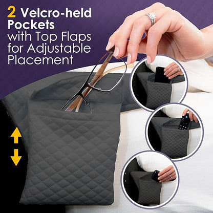 Bed Wedge Pillow Set for Headboard Gap Up to 7", Triangle Gap Filler for Bed, Mattress Wedge Gap Filler, Headboard Space Filler, Corner Pillow, Grey Half Cal-King 36" (2-pk)