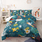 Kids Zoo Animal Twin Bedding Sets, Cartoon Wild Animals Comforter Set Safari Animals Print Comforter for Boys Girls Children Teens Bedroom Decor with 1 Comforter and 2 Pillowcases