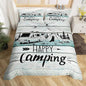 Castle Fairy RV Happy Camping Duvet Cover Queen for Children,Natural Mountain Pine Tree Bedding Set Room Decor Gift Comforter Cover,Farmhouse Rustic Camper Quilt Cover with 2 Pillowcases, 3pcs Soft