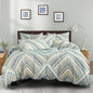 Boho Duvet Cover Queen, 100% Cotton 3 pcs Triangle Tribal Bedding Set, Aztec Modern Rustic Southwestern Louvre Patterned Tribal Print Duvet Cover, with Zipper Closure, Breathable (No Comforter)