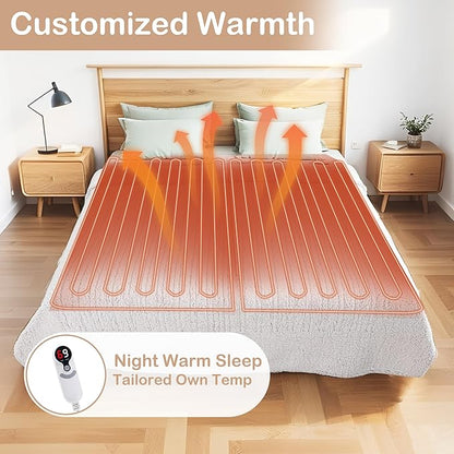 Electric Heated Blanket Full Size 72"×84" with 6 Heating Levels & 10Hs Auto Off, Heating Blanket Double Sided Sherpa, Fast Heating, Machine Washable for Christmas Gift - Light Gradient Purple