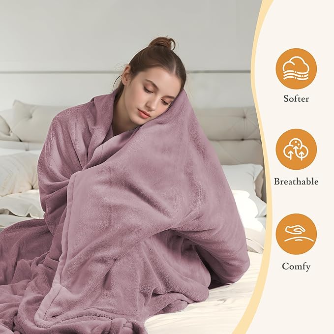Electric Heated Blanket 50"x60" Throw Size - 4 Heat Settings, 3H Auto Shut Off, Ultra-Soft Coral Fleece Heated Blanket with Overheat Protection, Fast Heating, Cozy and Comfortable, Dark Pink