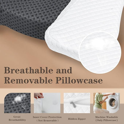 HOMCA Beauty Pillow for Back Sleeper, Memory Foam Back Sleeping Cervical Neck Pillow Reduces Pressure on Skin, Wrinkle Prevention, Ergonomic Design for Neck and Shoulder Pain Relief