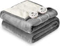 Heat Blanket 84”x90” Queen Size-Dual Control，Soft Flannel & Sherpa Electric Blanket with 10 Heat Settings,12 Timer Setting and 8 Hours Auto-Off,ETL Certified Machine Washable,Light Grey