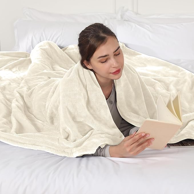 Electric Blanket Full Size, Super Soft Cozy Upgraded Flannel Heating Blanket with 6 Heating Levels & 1-10 Hours Auto Off, Fast Heating & Overheat Protection, 72" x 84", White