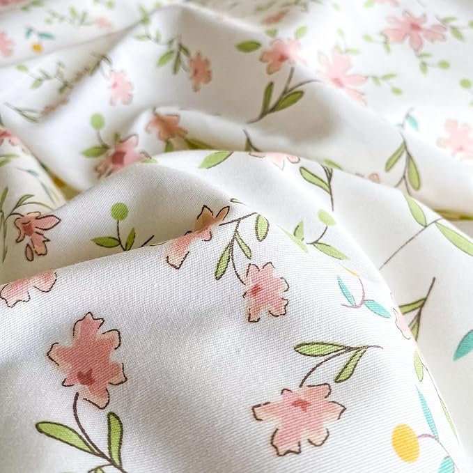 BuLuTu Pink Floral Duvet Cover Twin 100% Cotton Duvet Covers Set for Women Teen Girls Apricot Blossom Pink Flowers Reversible Twin Comforter Cover Garden Style Bedding Set,Zipper,Easy Care