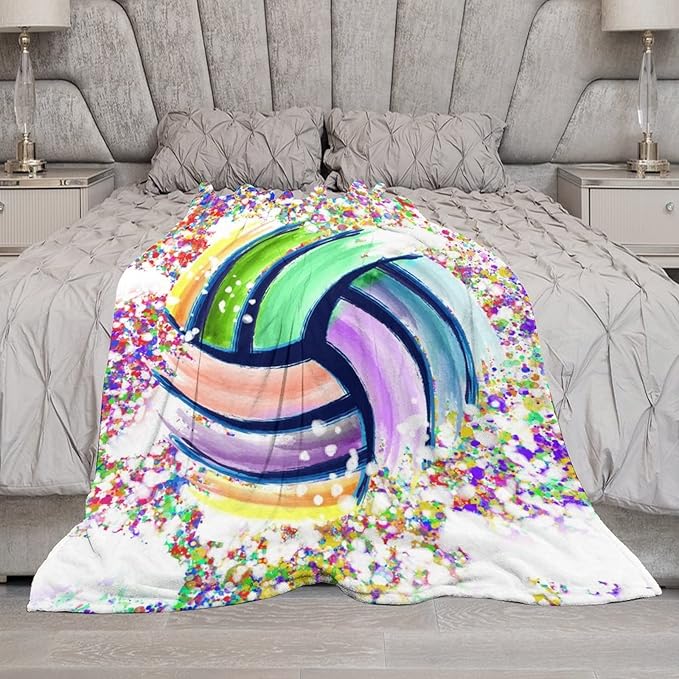 Volleyball Blanket Gifts - 50"x60" Sports Throw Blanket for Adults, Kids - Colorful Soft Plush Throws for Bed, Couch & Travel