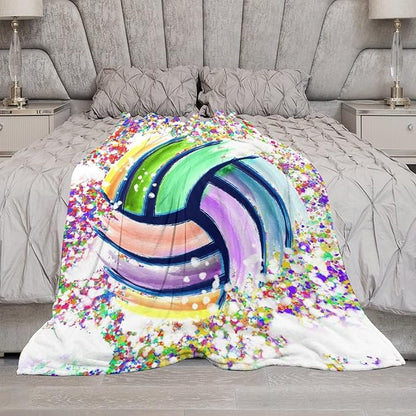 Volleyball Blanket Gifts - 50"x60" Sports Throw Blanket for Adults, Kids - Colorful Soft Plush Throws for Bed, Couch & Travel