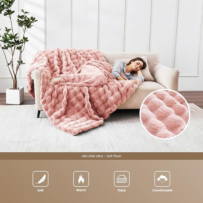 Heated Blanket Queen 84''x 90'', Fast Heating Electric Blanket Ultra-Soft Faux Rabbit Fur with 5 Heat Levels & 5H Auto Shut-Off, Overheat Protection, Machine Washable
