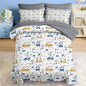 Comforter Set Twin Size, Funny Car Dinosaur 5 Pcs Bedding for Kids and Adults, Adventure Nursery Dino Bed Sheet Sets with Fitted Sheet Pillowcase & Sham for Bedroom Bed Decor