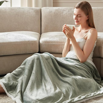 Heated Blanket Throw Size Fast Warming Heating Electric Throw Blanket with 6 Heat Settings & 4 Hours Auto-Off, Ideal Gift for Her, 50"x60", Sage Green
