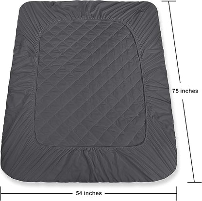 Utopia Bedding Quilted Fitted Mattress Pad, Full Size, Elastic Fitted Mattress Topper Protector and Cover with Deep Pocket Stretches up to 16 Inches, Machine Washable (Grey)