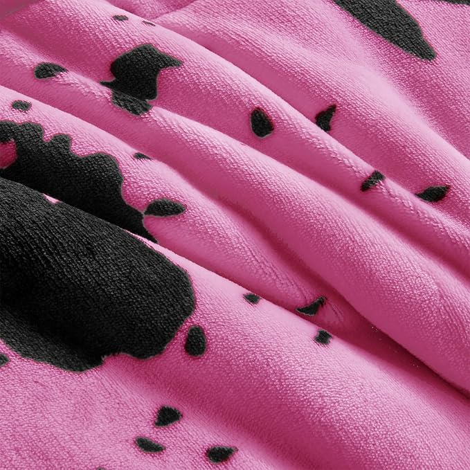 Petrichor Velvet Flannel Twin Comforter Set-Cow Print Western Style Blanket,Luxury Fuzzy Heavy Bedding Set, 2 Pieces Plush Winter Bed Set with Comforter (68"x88") & 1 Pillow Shams (20"x26")