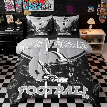 Feelyou Football Comforter Set Queen Size 7 Pieces Ball Games Bedding Set for Kids Boys Girls Rugby Bed in a BagCity of Footballs Bedroom Decor Rugby Sports
