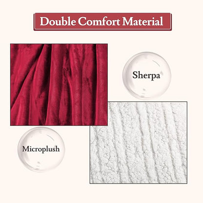 Electric Heated Blanket Flannel & Sherpa 72"x84" Full Size - 4 Heat Levels, 10H Auto Shut Off, Fast Heating, Cozy and Comfortable, Warm Gifts, Machine Washable - Red