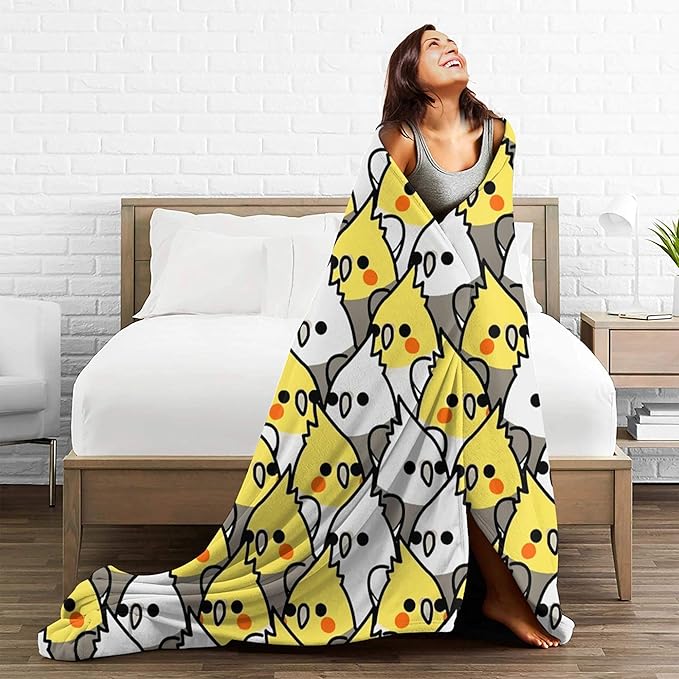 Too Many Cockatiel Blanket Flannel Fleece Throw Blanket Durable Couch Blankets Home Decor for Bed and Sofa Super Soft Warm Blankets for All Season 60x50 inch