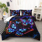 Colorful Butterfly Bedding Set, Twin Size Neon Butterfly Comforter Set, Room Decor for Kids Teens, 1 Quilt with 2 Pillowcases