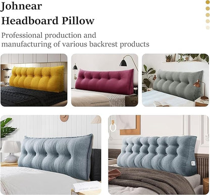 Wedge Headboard Pillow Dorm Room Reading Pillow Back Support for Sitting Up in Bed Bolster Lumbar Cushion Body Positioning Bedrest Cotton Linen 39in Blue Twin