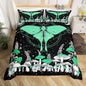 Castle Fairy Moth Duvet Cover Set King Size, Green Mushroom Comforter Cover with 2 Pillowcases Bedspread,Stars Moon Constellation Microfiber Quilt Cover for Adult Women,3pcs
