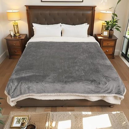 Electric Heated Blanket Twin Size - 62"x84", Soft Flannel Heating Blanket, 10 Heating Levels, 1-12 H Auto Shut Off, Breathable Warm and Washable for Bed, Light Grey