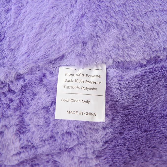 A Nice Night Faux Fur Reading Pillow Bed Wedge Large Adult Children Backrest with Arms Back Support for Sitting Up in Bed/Couch for Bedrest,Lightpurple