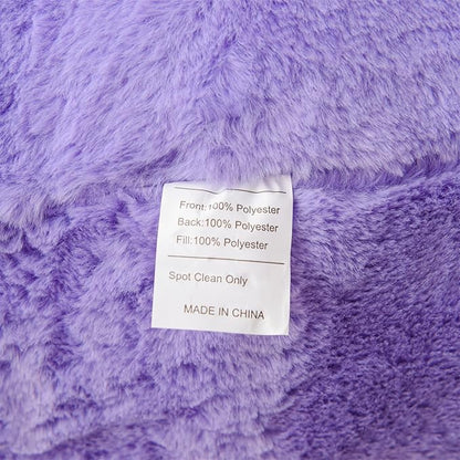 A Nice Night Faux Fur Reading Pillow Bed Wedge Large Adult Children Backrest with Arms Back Support for Sitting Up in Bed/Couch for Bedrest,Lightpurple