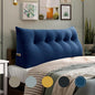 WOWMAX 100% Cotton Velvet Headboard Pillow – Queen Size Wedge Back Support Reading Bolster for Bed & Daybed, Handmade Firm Support Cushion with Removable Cover, Soft Luxury Bed Rest Pillow, Deep Blue
