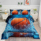 Basketball Comforter Set 3D Water Splash Printed Bedding Set with 1 Comforter and 2 Pillowcases for Boys and Girls Bedroom All Season（Basketball Queen
