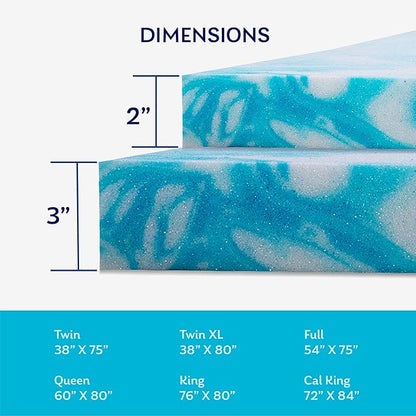 EGO Topper 2 Inch Twin XL Memory Foam Mattress Topper, Gel Foam Mattress Topper for Pressure Relief, Ventilated Design Bed Topper in a Box, CertiPUR-US Certified, 38"×80", Medium