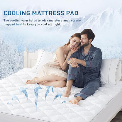 Sunflower Cooling Quilted Twin XL Mattress Protector, Mattress Pad Twinxl Chill Soft, College Dorm Twinxl Mattress Cover, 18-22" Extra Deep Pocket Thin Version, Machine Washable Durable