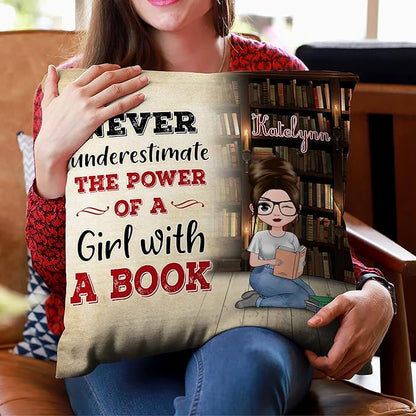 Hyturtle Personalized Book Pillow (Insert Included) Gifts for Girl Women - Book Lover Gifts for Women - Birthday Gifts for Book Lovers Librarian - Custom Name Sofa Couch Cushion Home Decor Pillow