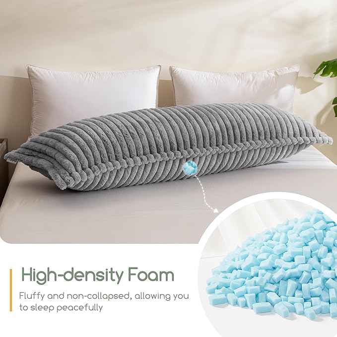 HIGOGOGO Memory Foam Body Pillow, Thickened Large Long Bed Pillow for Adults, Full Body Pillow with Removable Pillow Cover(20x54 Inch)