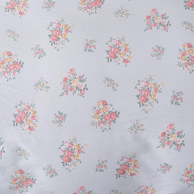 Queen Floral Duvet Cover Set Luxury Soft Brushed Microfiber Crinkle Gauze Fabric 3 Pieces Bedding Set Flower Pattern Queen Duvet Cover with Zipper Closure Breathable Comfy