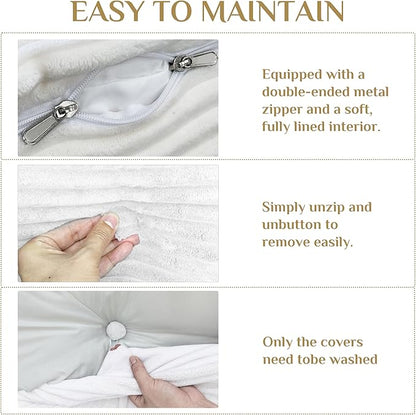 Headboard Wedge Pillow, Large Triangular Reading Pillow for Bed, Backrest Support Bolster for Sitting Up, Long Bed Rest Pillow with Removable Cover