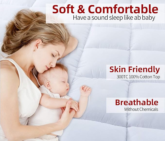 Mattress Topper Twin Size 2 inch Thick Down Alternative Quilted Mattress Cover Soft and Warm Mattress Pad for All Seasons