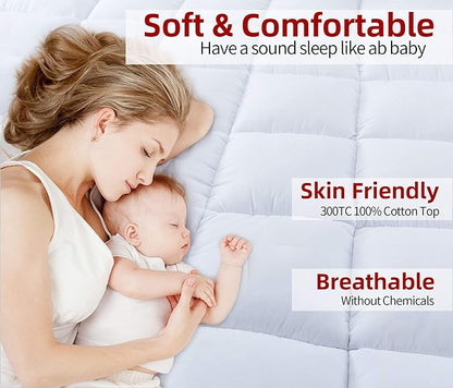 Mattress Topper Twin Size 2 inch Thick Down Alternative Quilted Mattress Cover Soft and Warm Mattress Pad for All Seasons