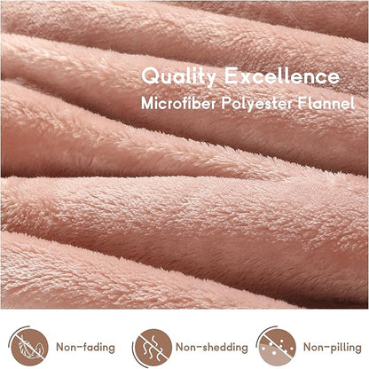 Heated Electric Blanket Queen Size 84''x90'', Dual Controller Soft Flannel with 6 Heat Settings 1-10 Hour Auto Off Large Blanket for Bed - Cozy Pink