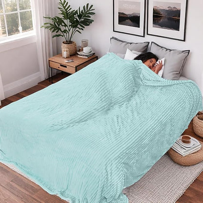 Heated Electric Blanket Queen Size 84''x90'', Dual Controller Soft Flannel with 10 Heat Settings 1-12 Hour Auto Off Large Blanket for Bed - Pale Green