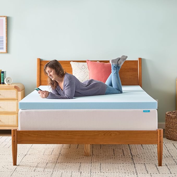 Linenspa 3 Inch Gel Swirl Memory Foam Mattress Topper – Cooling Gel Infused – Pressure Relieving Bed Topper - Mattress Pad – CertiPUR Certified - Twin Size