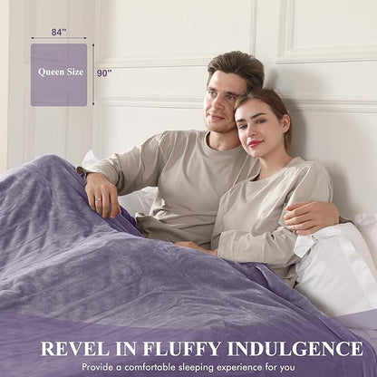 Electric Blanket Queen Size, Super Soft Cozy Upgraded Flannel Heated Blanket Dual Control with 5 Heating Levels & 10 Hours Auto Off, Fast Heating & Overheat Protection, 84" x 90", Lavender