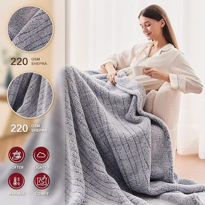 Heated Electric Blanket Full Size - 72"x84" Flannel Heating Blanket with 10 Heating Levels & 5 Time Settings Over-Heat Protection, Winter Warmer for Adults with ETL Certification（Grey）