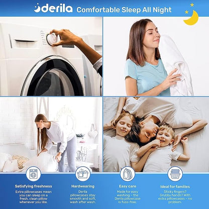 Derila King Size Pillow Case | Designed to Keep Your Memory Foam Pillow Covered and Protected with This Crisp, Clean, White Pillowcase Made from Premium Materials